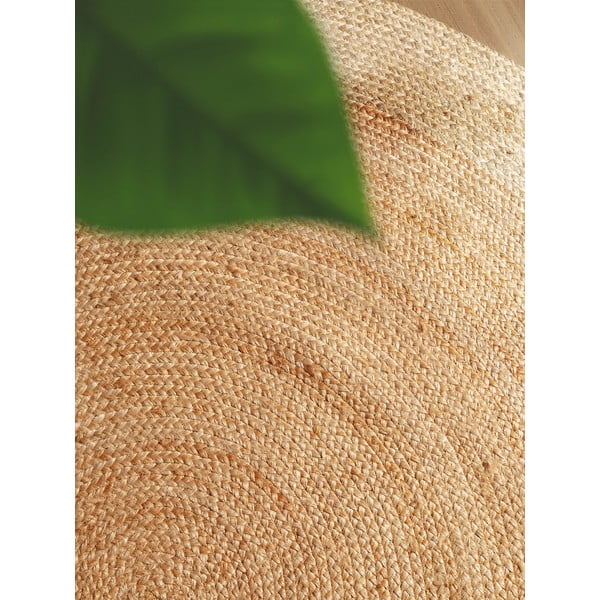 Obojstranný/ručne tkaný jutový okrúhly koberec v prírodnej farbe ø 120 cm Jutta Gold – Hanse Home-image-3