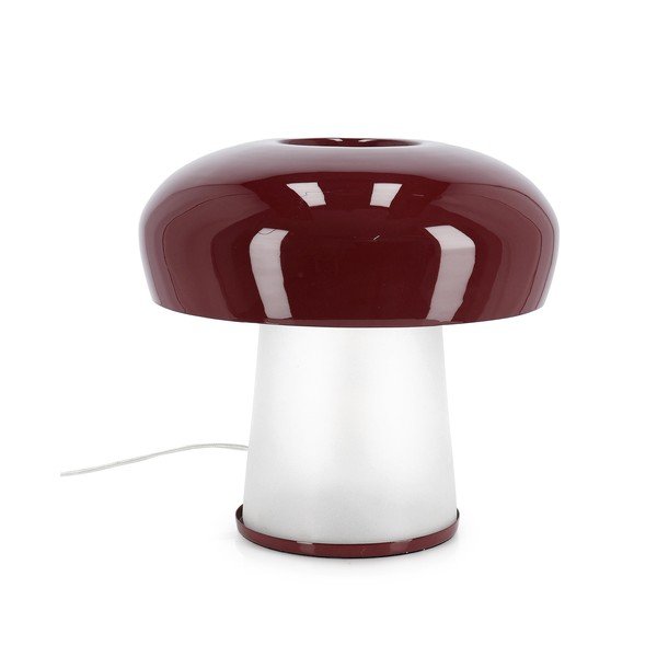 Vínovočervená kovová stolová lampa so skleneným tienidlom (výška  35 cm) Clevely – Bizzotto