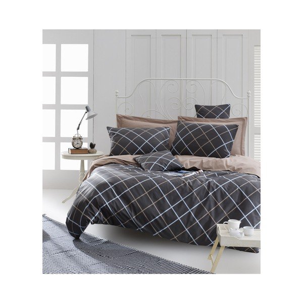 Obliečky s plachtou na dvojlôžko z ranforce bavlny Mijolnir Ride Brown, 200 × 220 cm