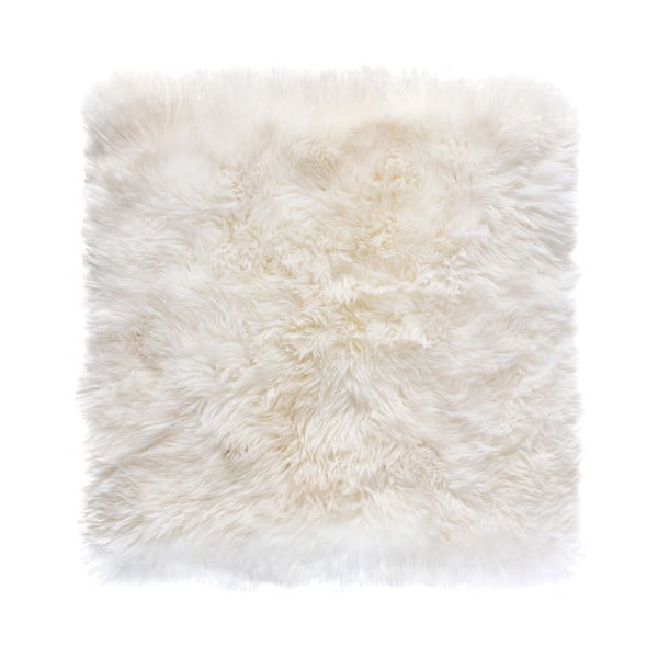 Biely koberec z ovčej kožušiny Royal Dream Zealand, 70 × 70 cm