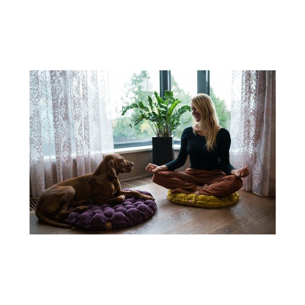 Svetlý modro-sivý sedací vankúšik s masážnymi loptičkami Linda Vrňáková Bloom, ø 75 cm-image-1