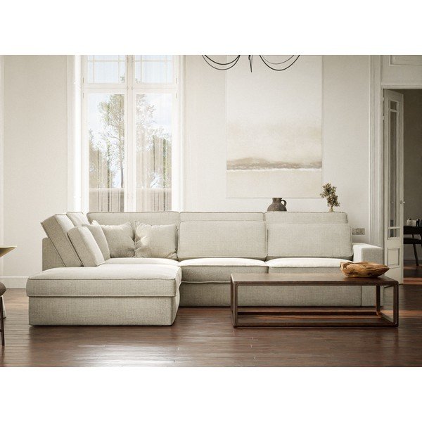 Sivobéžová ženilková rohová pohovka (ľavý roh/do L) Kirou – Maison de Rêve-image-4