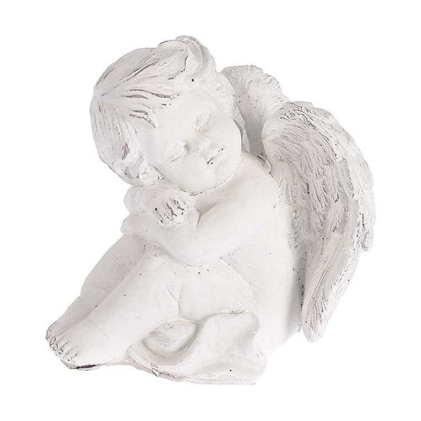 Keramický anjelik, 17x18 cm, biely