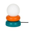 Stolová lampa z masívneho dreva v petrolejovej farbe/oranžová so skleneným tienidlom (výška  24 cm) Otem – noo.ma