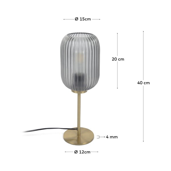 Stolová lampa v zlatej farbe so skleneným tienidlom (výška 40 cm) Hestia - Kave Home-image-3