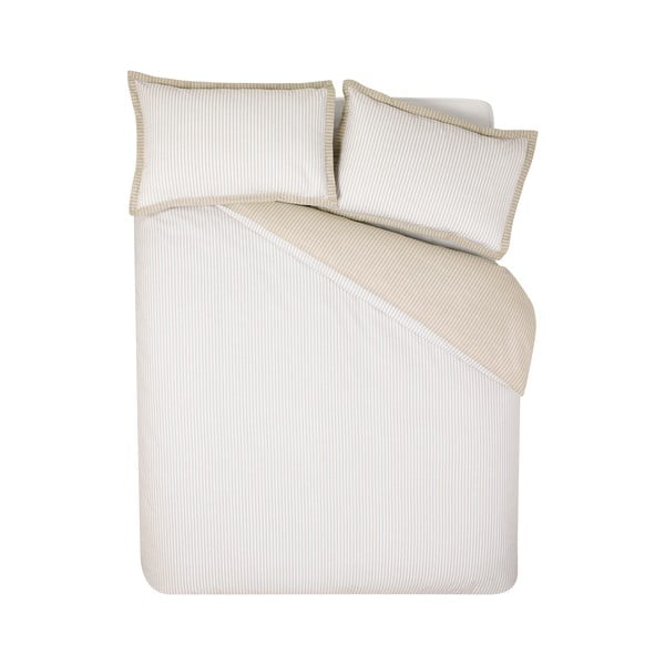 Biele/béžové obliečky na jednolôžko 135x200 cm Oxford Pinstripe – Catherine Lansfield