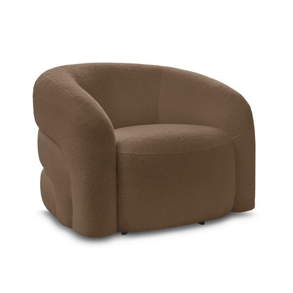 Hnedé otočné kreslo z textílie buklé Elina – Bobochic Paris