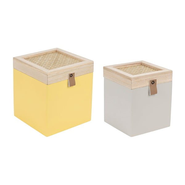 Dekoratívne slamené úložné boxy s vekom v súprave 2 ks Beezz - Jardin d'Ulysse