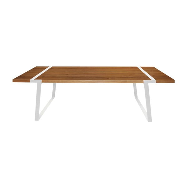 Tmavý drevený jedálenský stôl s bielym podnožím Canett Gigant, 240 cm