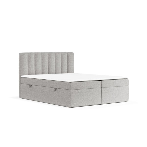 Svetlosivá boxspring posteľ s úložným priestorom 160x200 cm Novento – Maison de Rêve