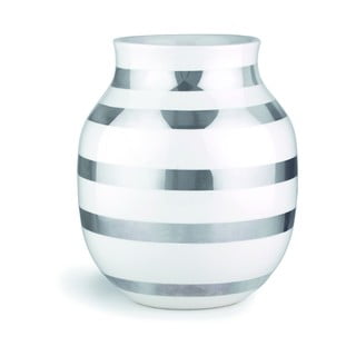 Biela kameninová váza s detailmi v striebornej farbe Kähler Design Omaggio, výška 20 cm