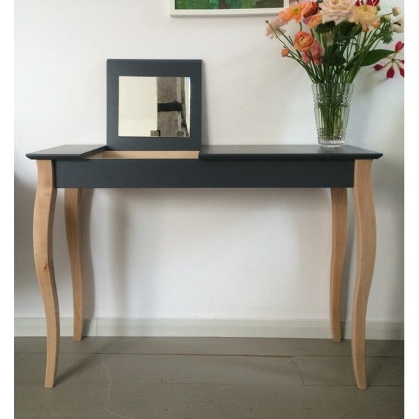 Grafitovosivý toaletný stolík so zrkadlom Ragaba Dressing Table, dĺžka 65 cm-image-1