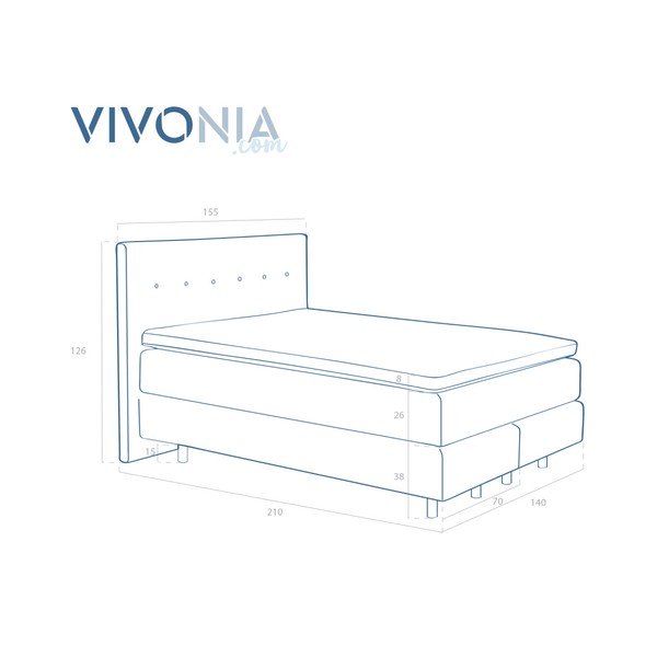Pieskovohnedá boxspring posteľ Vivonita Lando, 180 x 200 cm-image-3