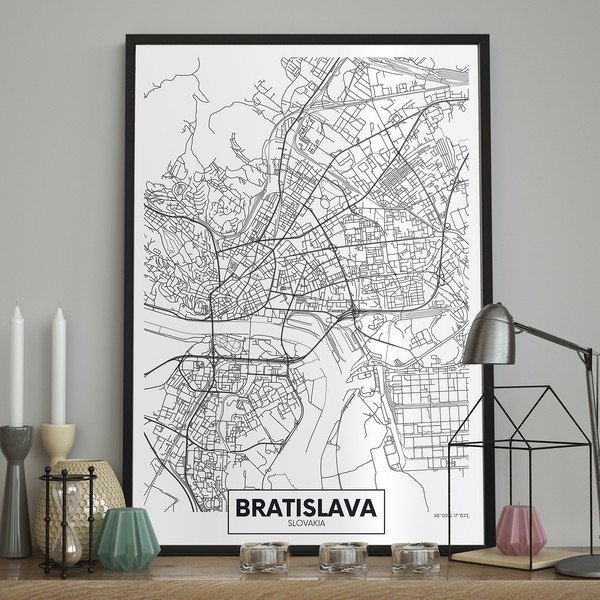 Nástenný plagát v ráme MAP/BRATISLAVA, 70 x 100 cm-image-1
