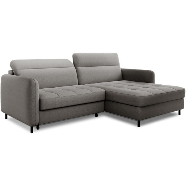 Sivá zamatová rozkladacia/s úložným priestorom rohová pohovka (pravý roh/s leňoškou) Gomsi – ELTAP-image-2