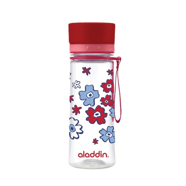 Fľaša na vodu s červeným viečkom a potlačou Aladdin Aveo Bloom, 350 ml