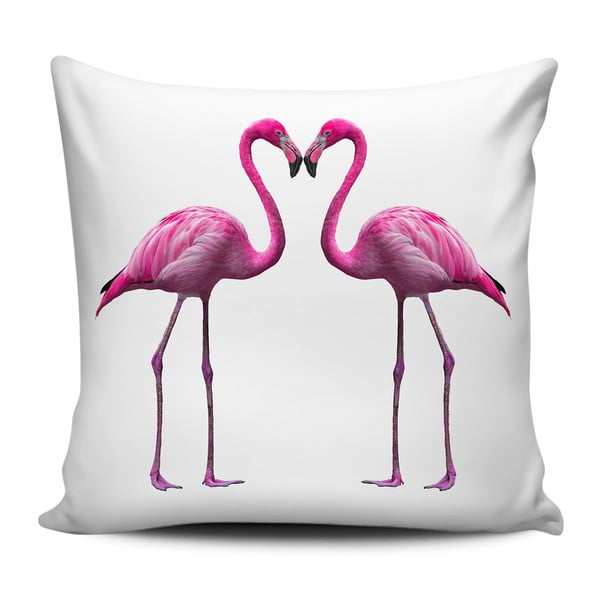 Ružovo-biely vankúš Home de Bleu Flamingos In Love, 43 x 43 cm