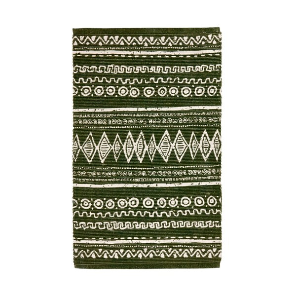 Zeleno-biely bavlnený koberec Webtappeti Ethnic, 55 x 180 cm