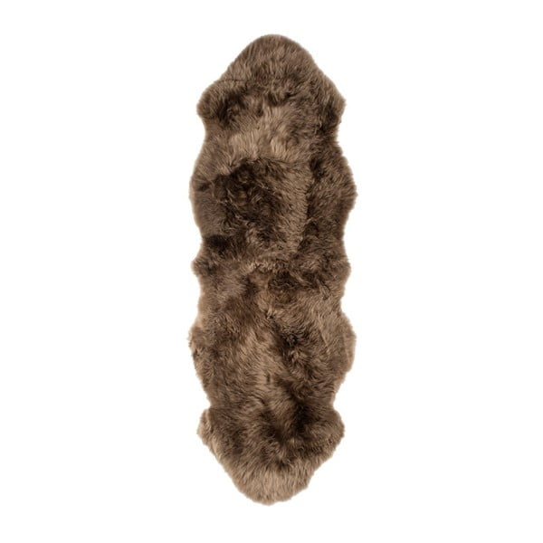 Tmavohnedý vlnený behúň z ovčej kožušiny Auskin Sigune, 60 × 180 cm