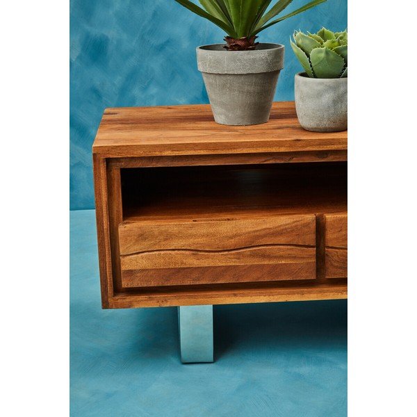 TV stolík z masívu akácie v tmavo prírodnej farbe 140x52x50 cm Simla – Premier Housewares-image-2