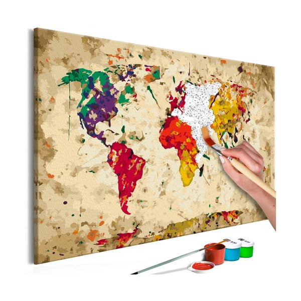 DIY set na tvorbu vlastného obrazu na plátne Artgeist Splashes Map, 60 × 40 cm
