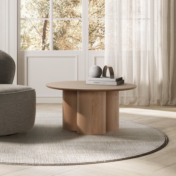 Okrúhly konferenčný stolík v dekore duba v prírodnej farbe ø 80 cm Lua – MOME-image-2