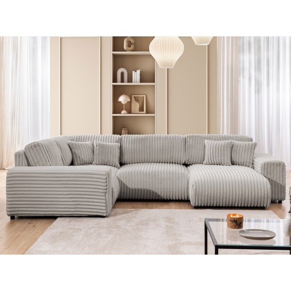 Svetlosivá menčestrová rohová pohovka (ľavý roh/do tvaru "U") Justin – Ropez-image-1