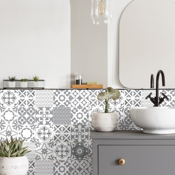Sada 24 nástenných samolepiek Ambiance Wall Decal Tiles Azulejos Badgio, 10 × 10 cm-image-2