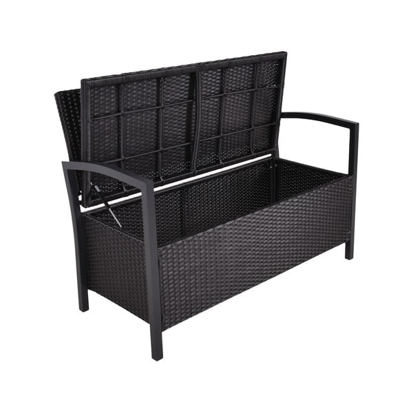 Čierna záhradná lavica z umelého ratanu Ferrara – Garden Pleasure-image-1