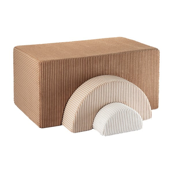 Hnedé menčestrové penové ihrisko 75x49x37 cm Rainbow Montessori – Wigiwama