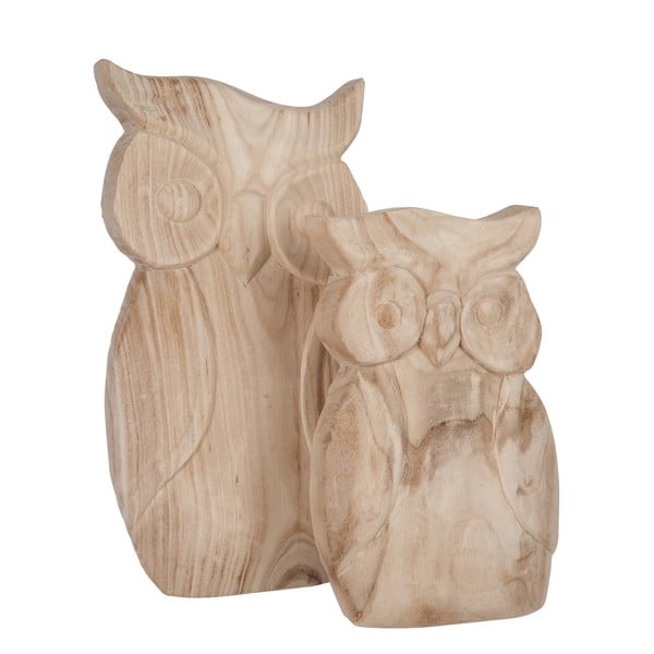 Sada 2 drevených sošiek Owls