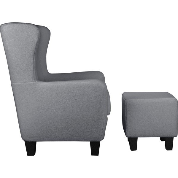 Sivé zamatové kreslo ušiak Zhili - Støraa-image-1