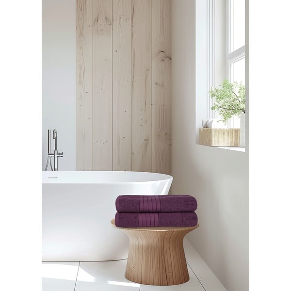 Vínové froté bavlnené osušky v súprave 2 ks 70x140 cm – Good Morning-image-2