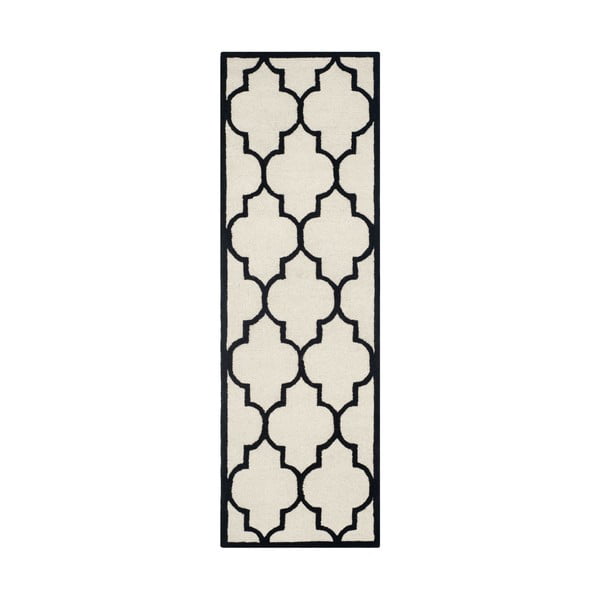 Bieločierny vlnený koberec Safavieh Everly 76x243 cm