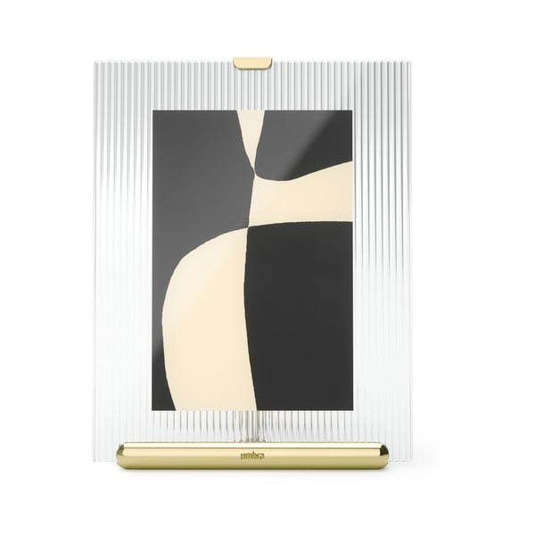 Sklenený stojací rámček v zlatej farbe 16x20 cm Flute – Umbra