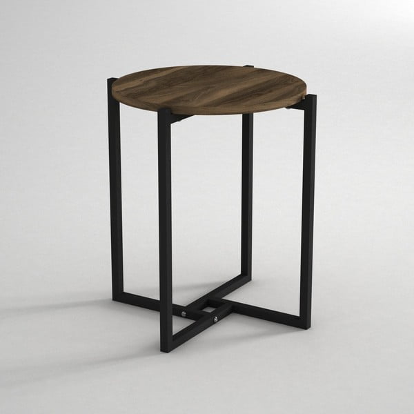 Odkladací stolík s doskou v dekore orechového dreva Noce, ⌀ 49 cm