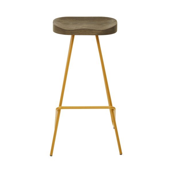 Barová stolička z brestového dreva v zlatej farbe/v prírodnej farbe (výška sedadla 78 cm) District – Premier Housewares-image-2