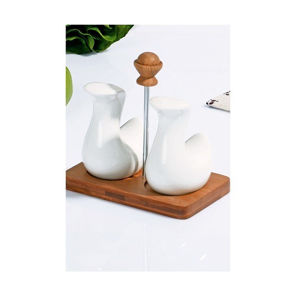 Set porcelánovej koreničky a soľničky na bambusovom podnose Monique-image-1