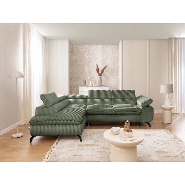 Zelená menčestrová rohová pohovka (ľavý roh/do L) Marbeya  – Ropez-image-4