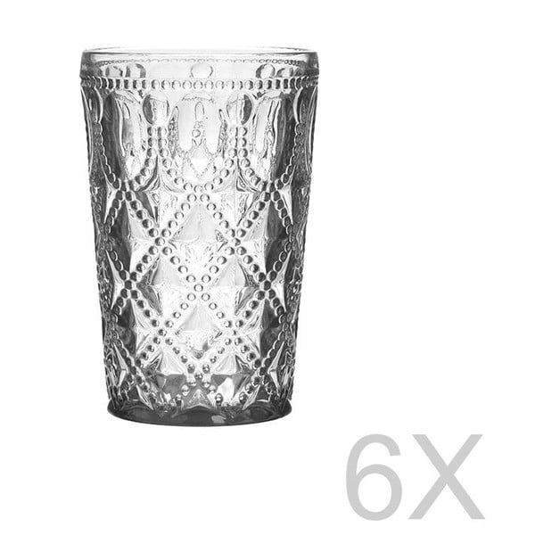 Sada 6 sklenených transparentných pohárov InArt Glamour Beverage, výška 13,5 cm