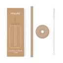 Silikónová slamka s čistiacou kefkou/s viečkom Milk Coffee – Muuki