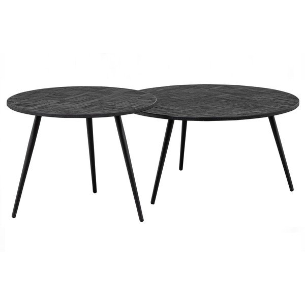 Čierny okrúhly konferenčný stolík z teakového dreva ø 74 cm Leo – WOOOD-image-4