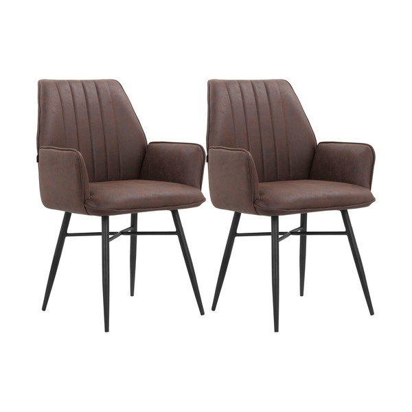Hnedé čalúnené jedálenské kreslá v súprave 2 ks Anzo – Støraa-image-4