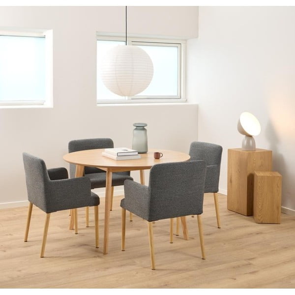 Sivé čalúnené jedálenské kreslo s podrúčkami Zoe – Actona-image-1