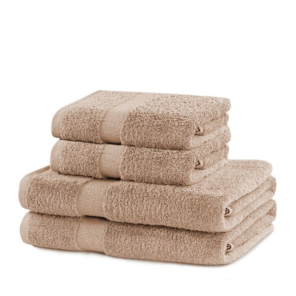 Béžové froté bavlnené uteráky a osušky v súprave 4 ks Marina – DecoKing