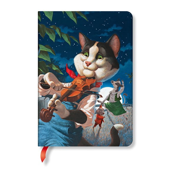 Linkovaný zápisník s tvrdou väzbou Paperblanks Cat and the Fiddle, 12 x 17 cm