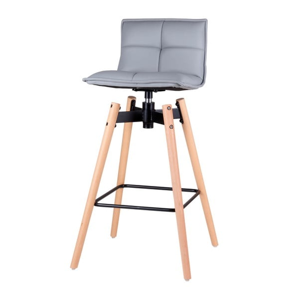 Sivá otočná barová stolička s nohami z bukového dreva sømcasa Janie