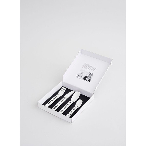 4-dielna súprava bielych detských príborov Design Letters-image-1