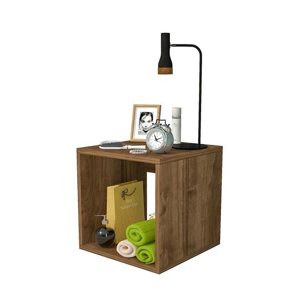 Hnedý nočný stolík v dekore borovice Biga - Gauge Concept-image-2