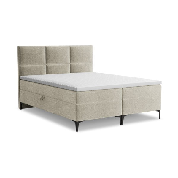 Taupe boxspring posteľ s úložným priestorom 140x200 cm Pakalana – Makamii